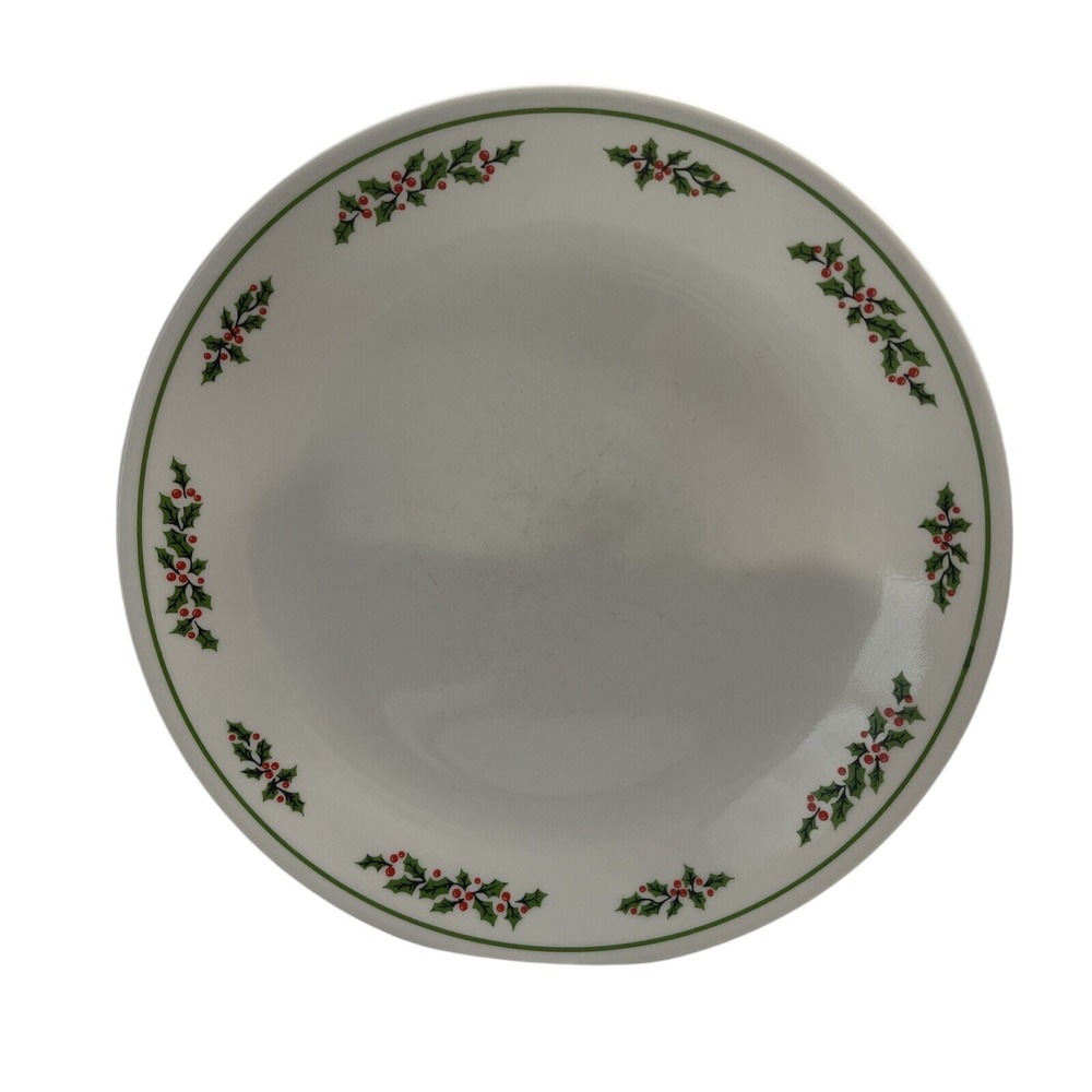 Corelle Christmas Holly Berry Dinner Plate Holiday‎ Green Band (1)